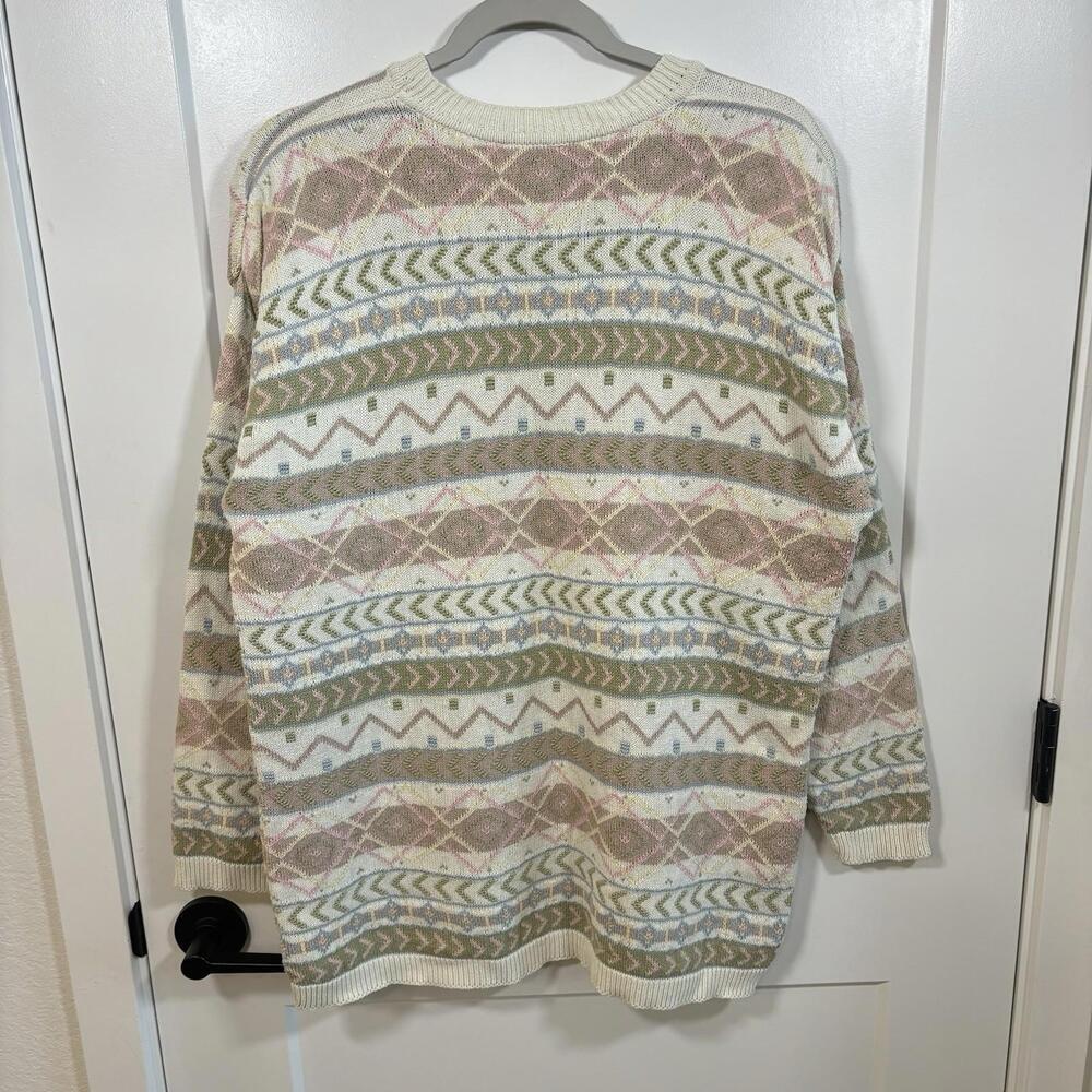 VTG Lands End Holiday Sweater 100% Cotton Grandma Core Size Medium Old Money - Picture 3 of 7
